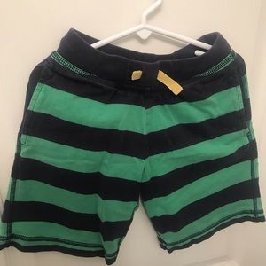 Hanna Andersson Boys Green & Navy Stripped Shorts